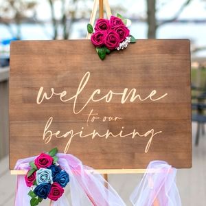 Ling's Moment Welcome to Our Beginning Wedding Sign Decor